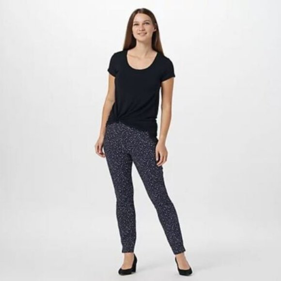NWT SUSAN GRAVER PRINTED UPTOWN STRETCH ANKLE PANTS NAVY 8 - Picture 3 of 8